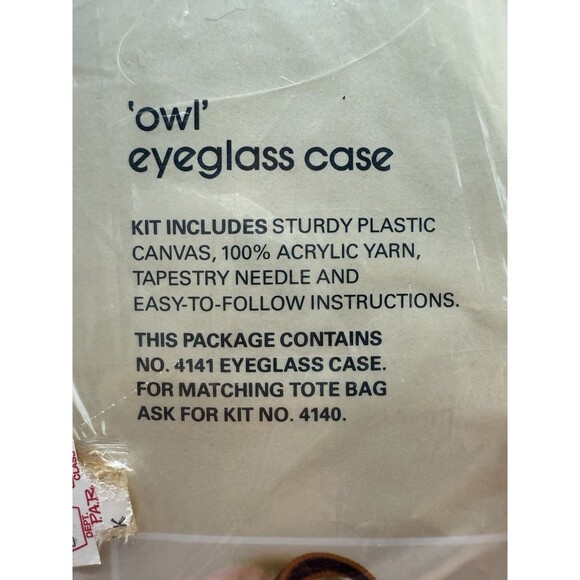 Bucilla Needlepoint Kit Owl Eyeglass Case 4141 Vintage Holder Factory Sealed NOS - Picture 4 of 6